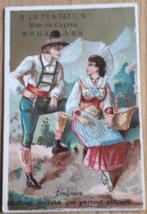 CHROMOLITHO /TENTATION BRUXELLES avec calendrier 1884, Collections, Avant 1940, Utilisé, Enlèvement ou Envoi, Costume traditionnel