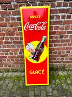 Plaque émaillée publicitaire Coca-Cola des années 50, Utilisé, Panneau publicitaire