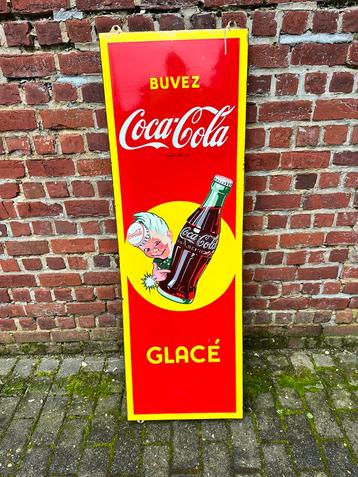Plaque émaillée publicitaire Coca-Cola des années 50