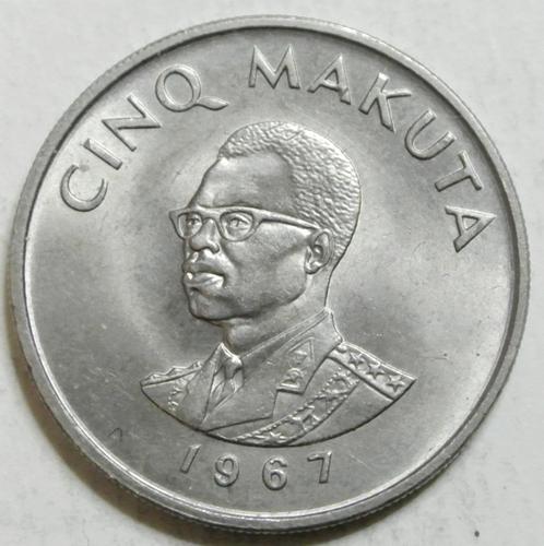 AV CURRENCY NATIONALE BANK CONGO KM #9 „5 MAKUTA” UIT 1967, Postzegels en Munten, Munten | Afrika, Losse munt, Overige landen
