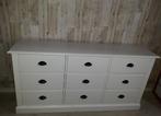 Witte houten cottage-dressoir, 150 tot 200 cm, 5 laden of meer, Minder dan 100 cm, 25 tot 50 cm