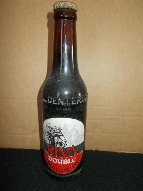 DENTERGEM - PVBA RIVA - oude volle fles 33cl Double - 1980, Verzamelen, Biermerken, Gebruikt, Flesje(s), Overige merken, Ophalen of Verzenden
