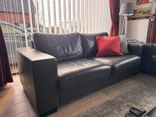 salon, Huis en Inrichting, Zetels | Zetels, Gebruikt, Rechte bank, Tweepersoons, 200 tot 250 cm, 75 tot 100 cm, Leer, Ophalen