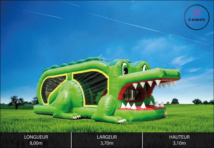 Chateau parcours gonflable crocodile, Hobby en Vrije tijd, Feestartikelen | Verhuur, Zo goed als nieuw, Ophalen