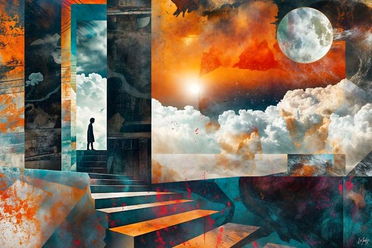 " MoonChild" Unieke editie 1/1 - Digitaal schilderij, Antiquités & Art, Art | Peinture | Moderne, Enlèvement ou Envoi