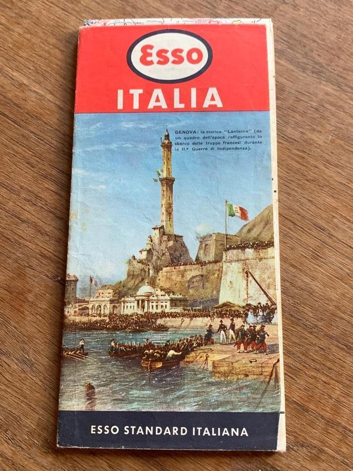 Esso standard Italiana wegenkaart Italië Italia 1961, Boeken, Atlassen en Landkaarten, Gelezen, Landkaart, Italië, 1800 tot 2000