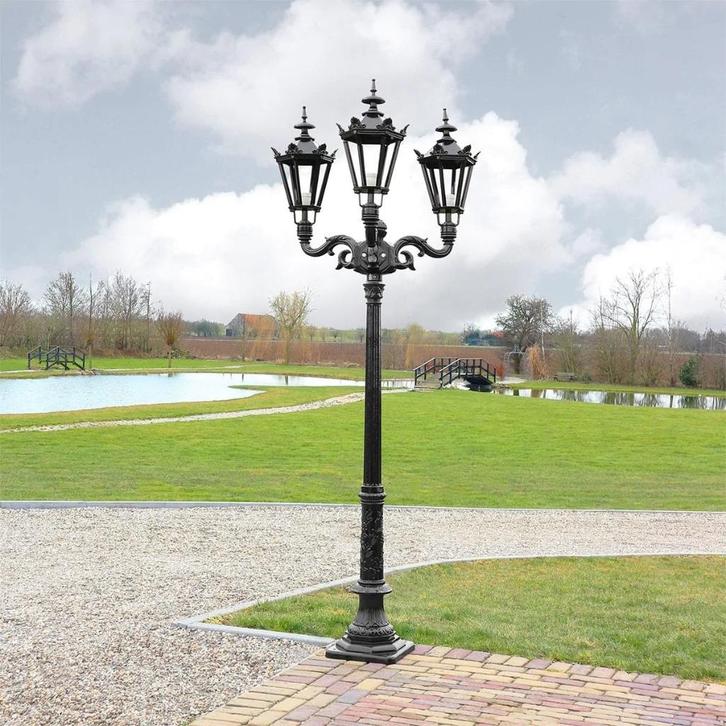 Kroonlantaarn Eyserheide - 3-Lampen - 253 cm, Tuin en Terras, Buitenverlichting, Nieuw, Staande lamp, Aluminium, Led, Ophalen of Verzenden