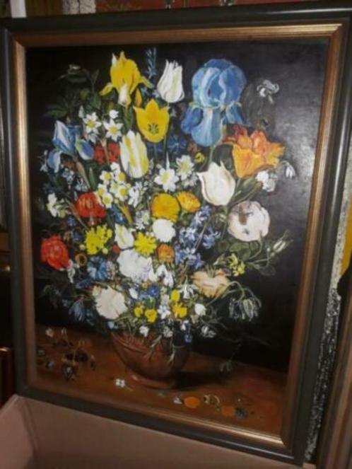 huile sur toile fleur apres jan breughel, Antiek en Kunst, Kunst | Schilderijen | Klassiek, Ophalen of Verzenden