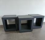 3 aluminium kubusbankjes. Op wieltjes. Donkergrijs., Huis en Inrichting, Ophalen, Zo goed als nieuw