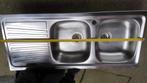 Inox spoelbak met 2 bakken Inbouw & Opbouw – Nr 2, 5 & 7, Ophalen, Gebruikt, 100 tot 150 cm, Minder dan 25 cm