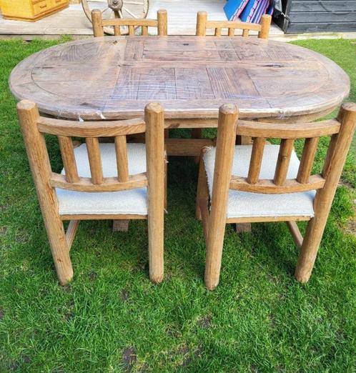 Massieve kloostertafel + 4 Stoelen, Huis en Inrichting, Tafels | Eettafels, Gebruikt, 50 tot 100 cm, 150 tot 200 cm, Vier personen