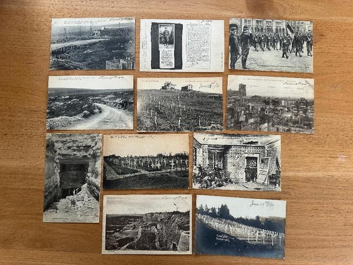 Lot de 11 cartes postales Guerre 14-18 France et Belgique, Collections, Cartes postales | Étranger, Non affranchie, France, Avant 1920