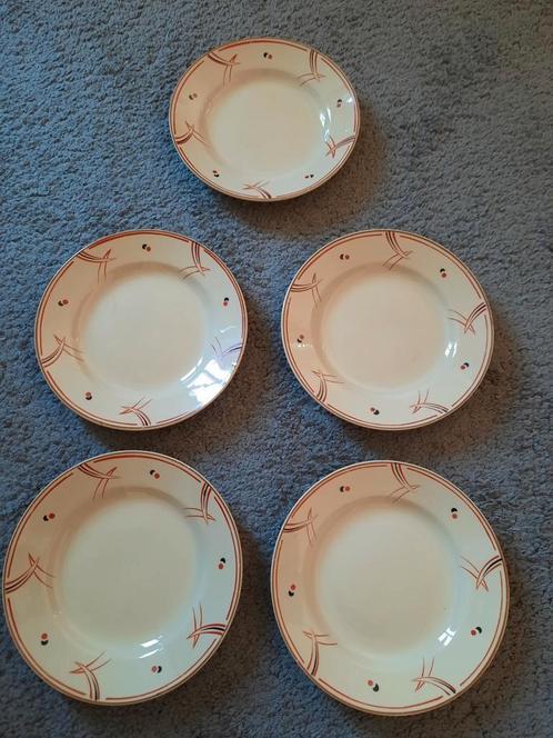 5 dessertborden Boch Frères Belgique, Antiek en Kunst, Antiek | Servies los, Ophalen of Verzenden