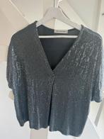 Nieuw grijs shirt met zilveren lovertjes onesize, Ophalen of Verzenden, Nieuw, Grijs, Korte mouw
