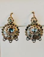 Antieke oorbellen 1828-1935 met roosgeslepen diamanten 1,00k, Ophalen of Verzenden, Met edelsteen, Goud, Goud