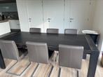 Eetkamertafel uitlengbaar 220-320 x 100 met 10 stoelen., Huis en Inrichting, Tafels | Eettafels, Ophalen, Gebruikt, 100 tot 150 cm