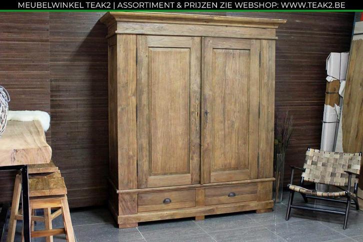 Nieuwe teak kleerkasten - kledingkast bij TEAK2, Huis en Inrichting, Kasten | Kleerkasten, Nieuw, Met lade(s), Met deur(en), Met klep(pen)