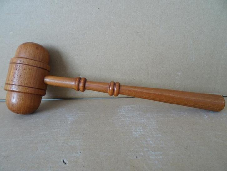 Curiosa antieke rechtershamer hamer voor rechter voorzitter, Antiek en Kunst, Curiosa en Brocante, Verzenden