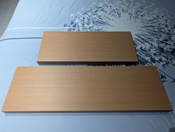 2x zwevende wandplank (beuk, 80x4 + 60x4) beschikbaar voor biedingen