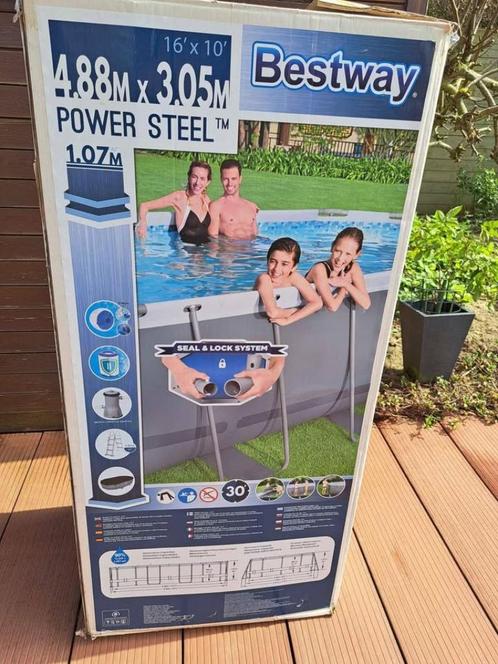 zwembad Bestway Power Steel 488 x 305 x 107 met accessoires, Tuin en Terras, Zwembaden, Gebruikt, Opzetzwembad, 80 tot 120 cm