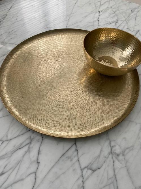 XLboom dienblad en kom in messing, Huis en Inrichting, Woonaccessoires | Dienbladen, Zo goed als nieuw, Metaal, Ophalen