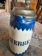 Antique - Pichet à bière - Faïence - couvercle en étain, Collections, Verres & Petits Verres, Autres types, Enlèvement, Utilisé