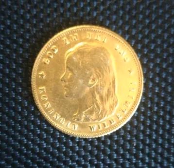 Gouden 10 Gulden 1897 Wilhelmina met lang haar.  beschikbaar voor biedingen