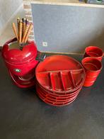 Vintage fondueset inclusief borden en kommetjes, Ophalen, Gebruikt, Brander, Fondueset