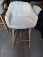 Barkruk beige stof/naturel eiken kleur 4 stuks, Huis en Inrichting, Barkrukken, Ophalen, Zo goed als nieuw