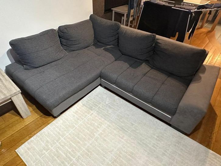 Hoekzetel in goede staat – donkergrijs – 2m40 x 1m90, Huis en Inrichting, Zetels | Zetels, Gebruikt, Hoekbank, Vierpersoons of meer