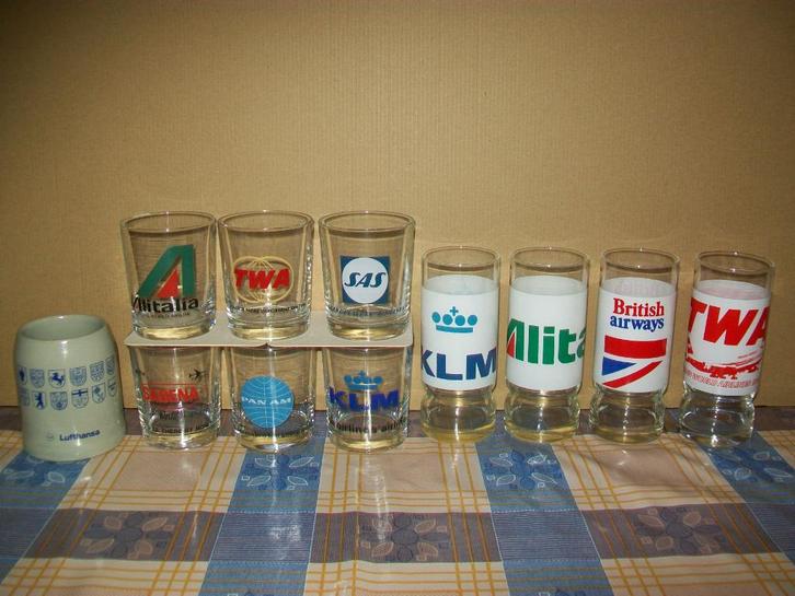 Luchtvaart Vliegtuig Glazen Glas Sabena KLM Retro Vintage, Verzamelen, Luchtvaart en Vliegtuigspotten, Zo goed als nieuw, Overige typen