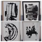 4 unieke schilderijen van 21×29,7 cm  55€ per lijst, Ophalen