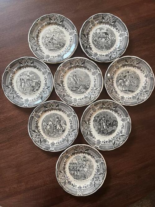 8 gespreksborden Napoleon serie 19e eeuw, Antiek en Kunst, Antiek | Servies los, Ophalen