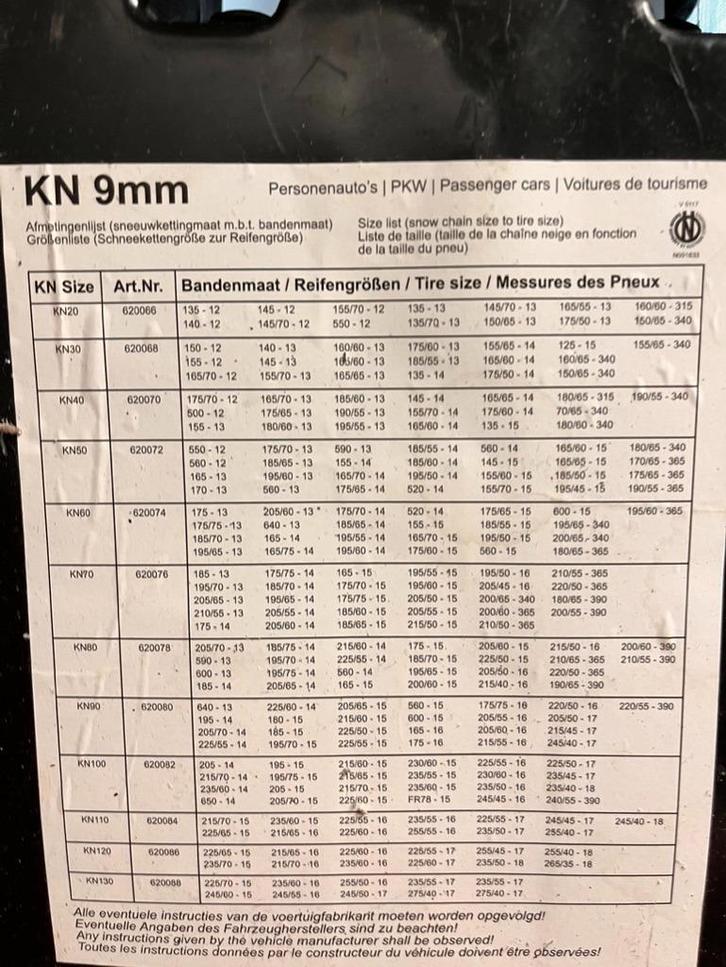 Sneeuwkettingen KN90, Auto-onderdelen, Overige Auto-onderdelen, Gebruikt, Ophalen of Verzenden