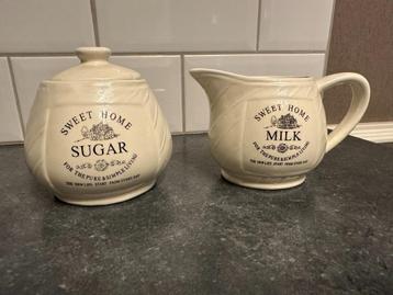 Sweet Home suikerpot & melkkan – landelijke stijl beschikbaar voor biedingen