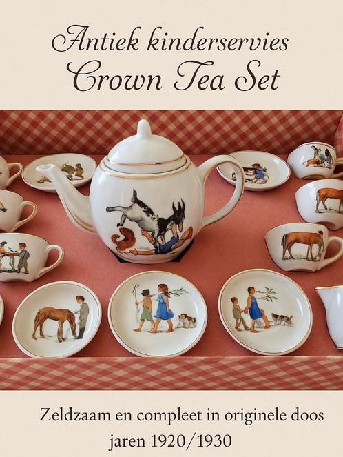 Antieke kinderservies “Crown Tea Set in originele doos, Antiek en Kunst, Antiek | Servies compleet, Ophalen of Verzenden