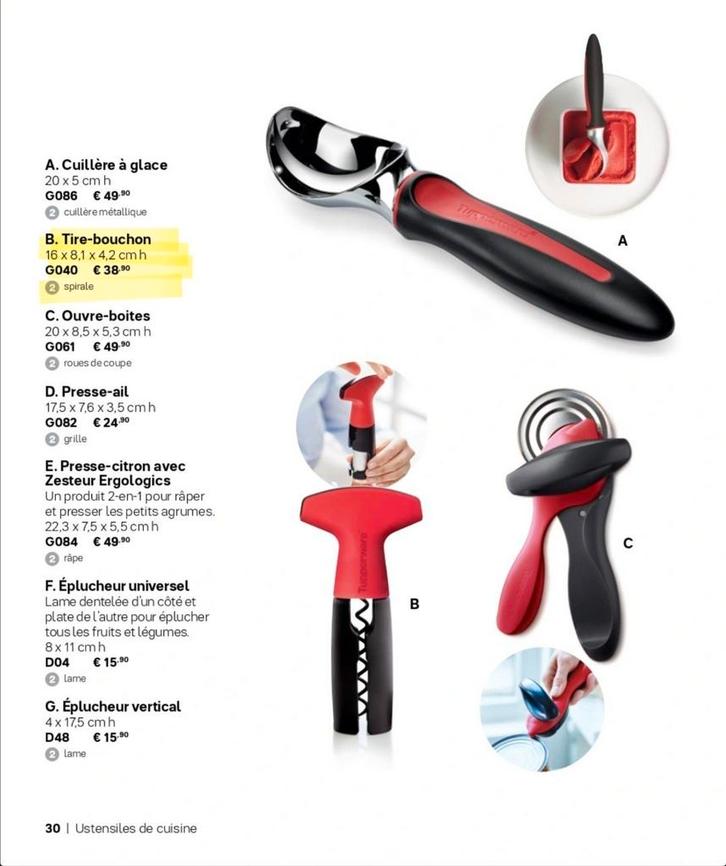 tire bouchon tupperware, Maison & Meubles, Cuisine| Tupperware, Neuf, Rouge, Envoi