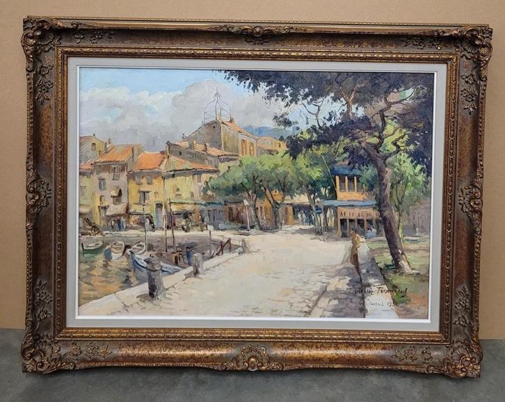 Victor FERMEUSE, stadsgezicht in Cassis, Antiek en Kunst, Kunst | Schilderijen | Klassiek, Ophalen of Verzenden