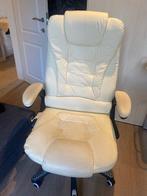 Bureaustoel in wit leder met massagefunctie en verwarming, Ophalen of Verzenden, Zo goed als nieuw