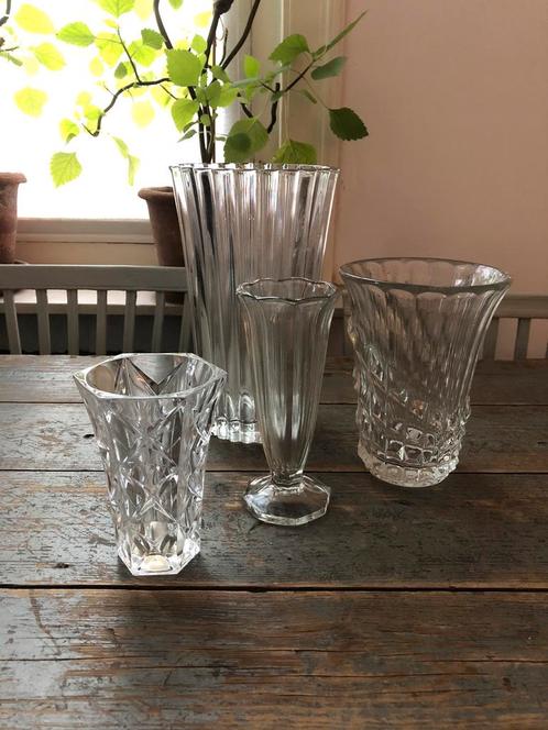 VINTAGE VAZEN GLAS KRISTAL GLASWERK BLOEMEN DECO, Maison & Meubles, Accessoires pour la Maison | Vases, Utilisé, Verre, Enlèvement ou Envoi