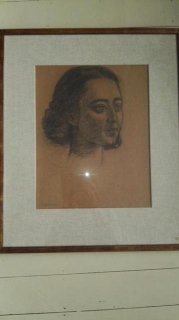 Gesigneerde portret-tekening van kunstschilder Eugène Yoors
