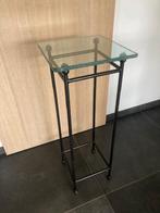 bijzettafel in rond zwart smeedijzer 2cm,  met glazen blad, Ophalen, Minder dan 55 cm, Gebruikt, Modern, landelijk