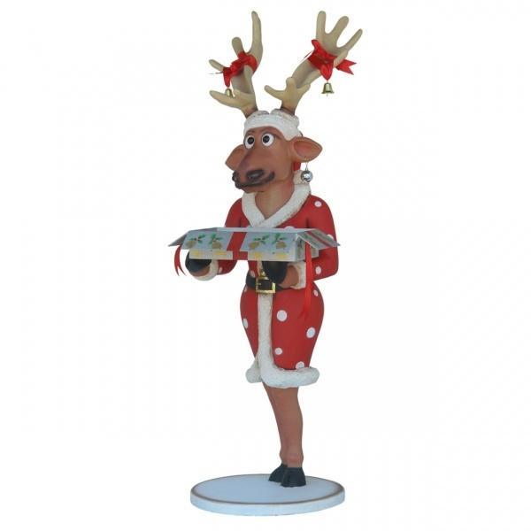Funny Reindeer with Christmas Box – Rendier Hoogte 153 cm, Diversen, Kerst, Nieuw, Ophalen
