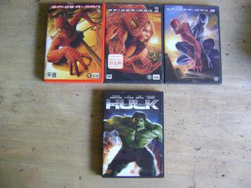 lot van 9 DVD's the Hulk Batman en Spiderman