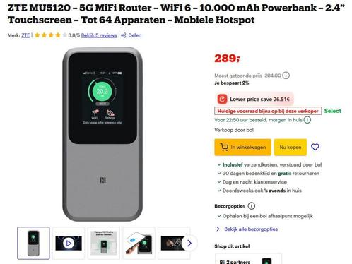 Mifi router - WiFi 6 - Powerbank, Computers en Software, WiFi-versterkers, Zo goed als nieuw, Ophalen
