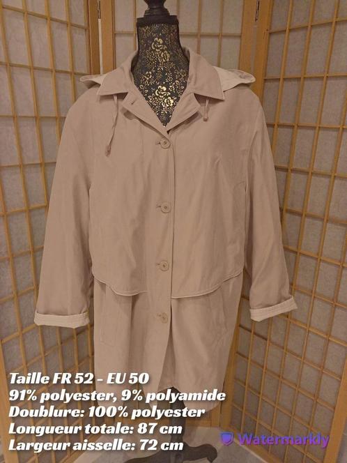 Beige regenjas van perzikkleurige huid, maat FR 52 - EU 50, Kleding | Dames, Grote Maten, Gedragen, Jas of Mantel, Beige, Ophalen of Verzenden