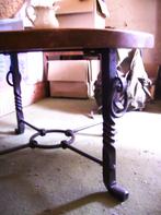 Table de salon chène massif et fer forgé de haute qualité, Comme neuf, Rustique des année 70., 50 à 100 cm, Chêne