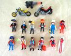 Playmobil: 11 poppetjes, 2 motors, 1 surfplank, 1 kanon, enz, Ophalen of Verzenden, Gebruikt, Los Playmobil