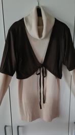 Zachte, warme beige sous-pull, S, met bijpassend bolerootje, Kleding | Dames, Ophalen of Verzenden, Zo goed als nieuw, Maat 36 (S)