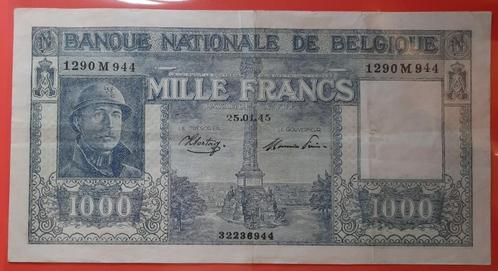 1.000 Frank 25.01.1945 - Dynastie, Postzegels en Munten, Bankbiljetten | België, Los biljet, Ophalen of Verzenden